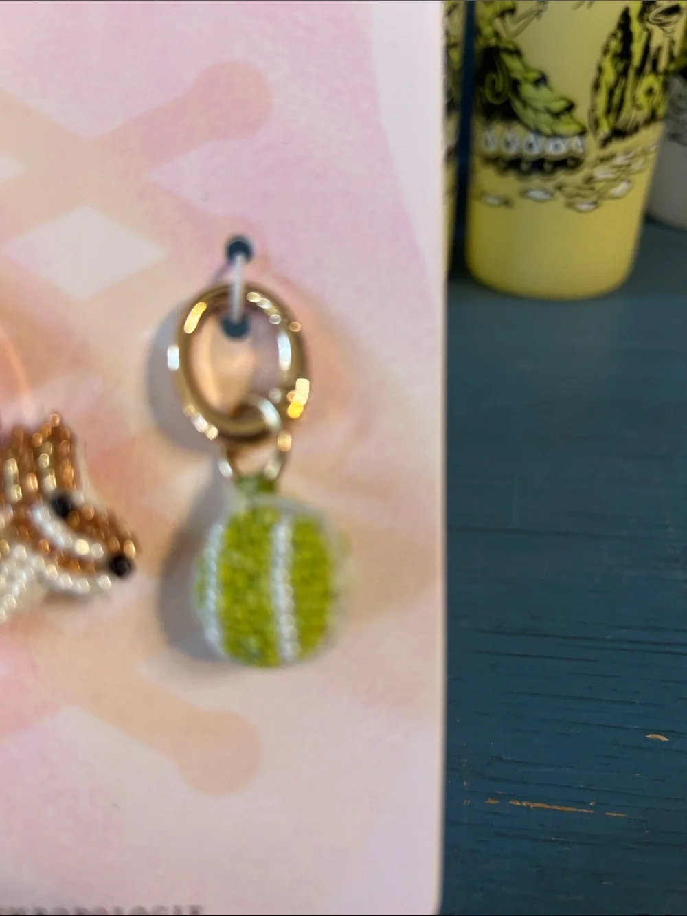 Anthropologie Kids Beaded Corgi & Tennis Ball Shoe Charms - White, Brown, Green
